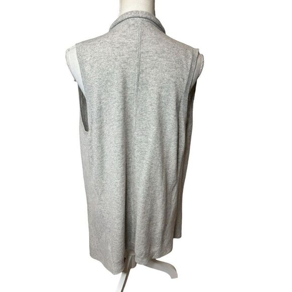 Vince Sweater Vest Women’s Heather Gray 100% Cashmere Wool Long Open Front Sz M - Picture 3 of 5